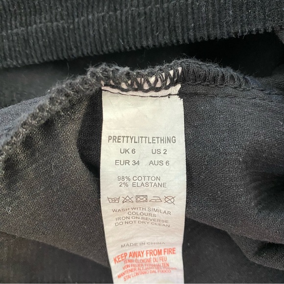 EUC PrettyLittleThing Black Cord Tie Denim Dress US 2 - Picture 7 of 9